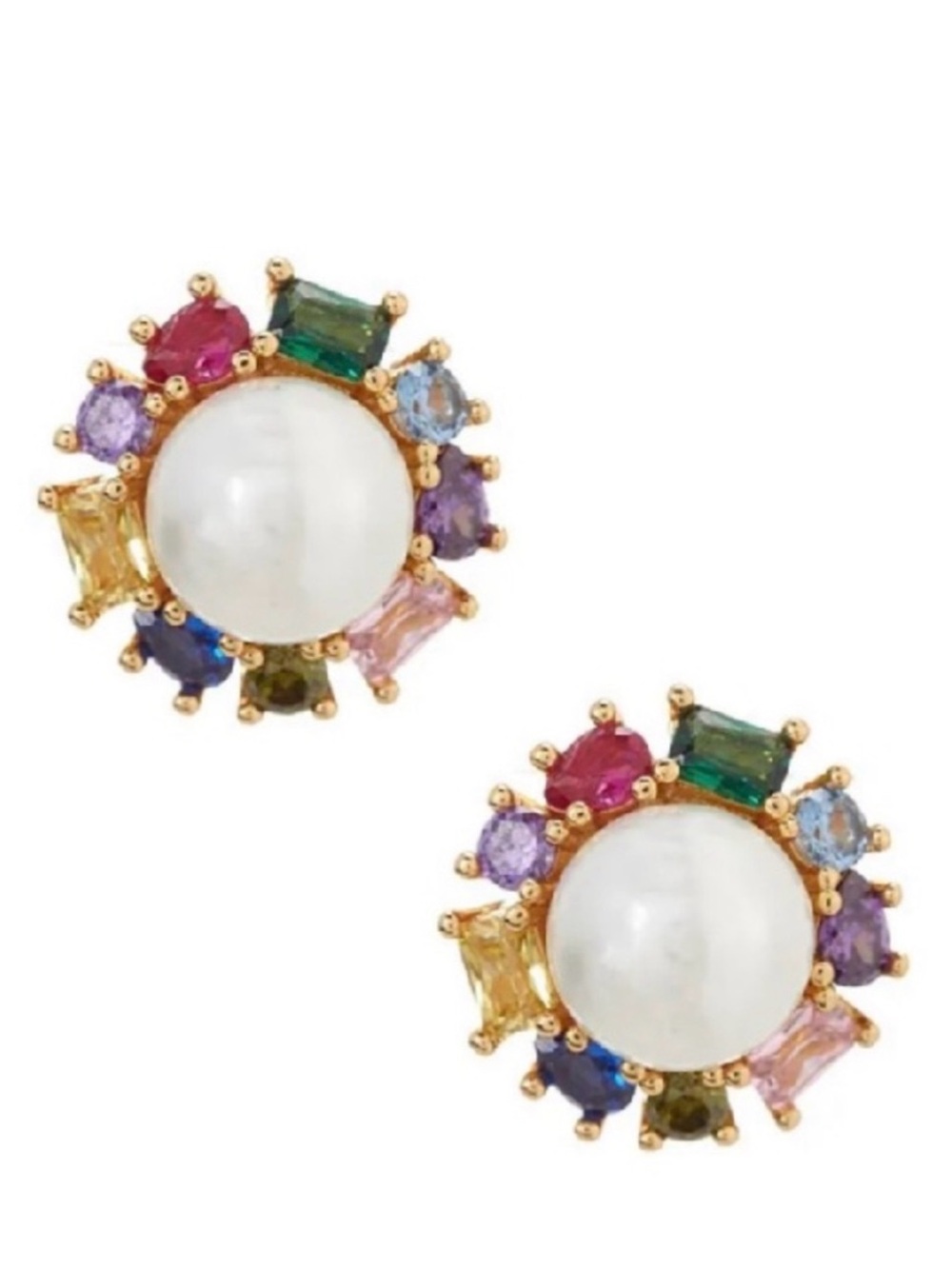Kate Spade Candy Shop Pearl Halo Multicolored Cubic Zirconia Stud Earrings - NWT